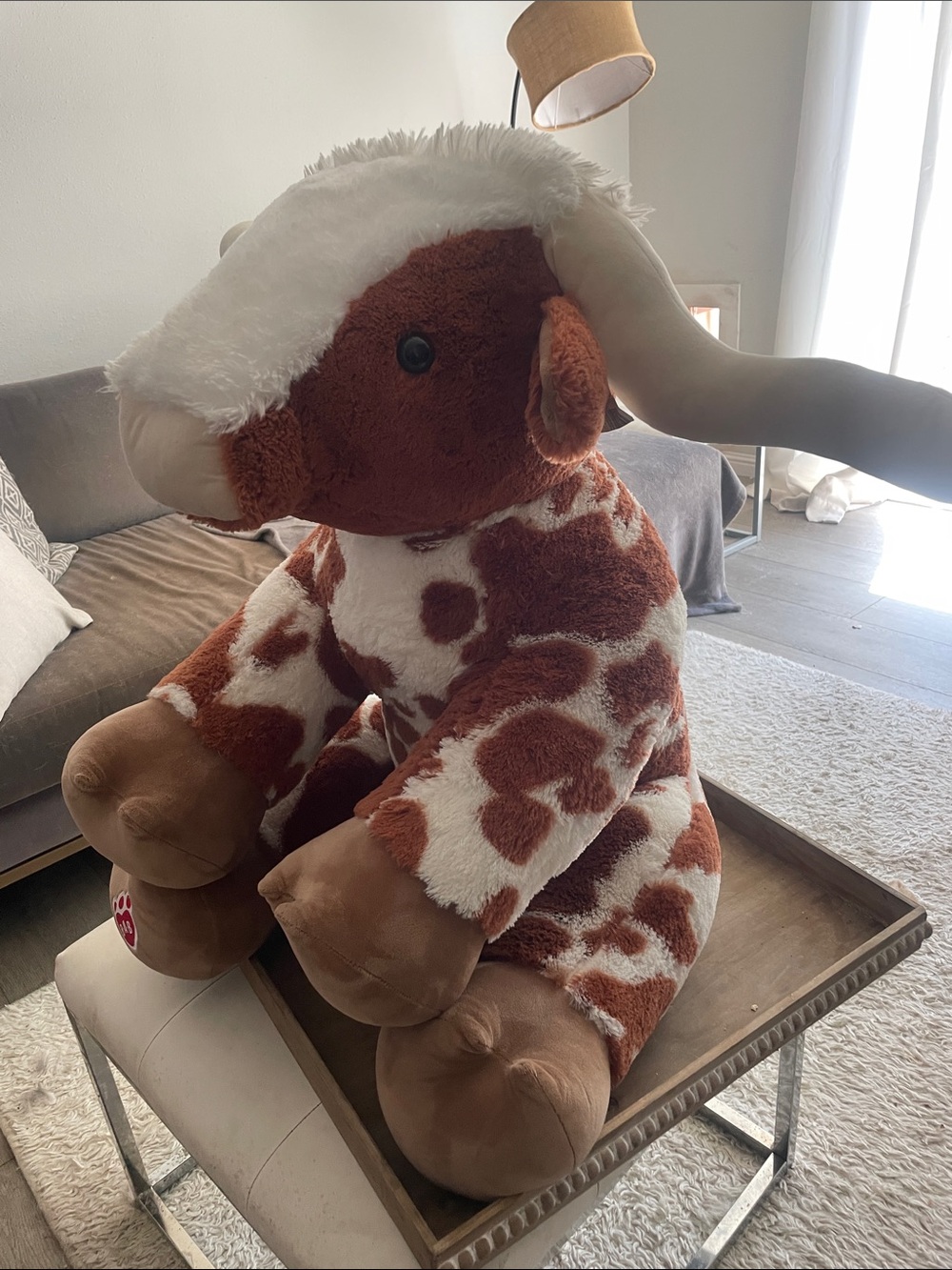 Build-A-Bear QQ GIANT  Brown and White Plush Bull.  Great condition tags - Picture 2 of 7